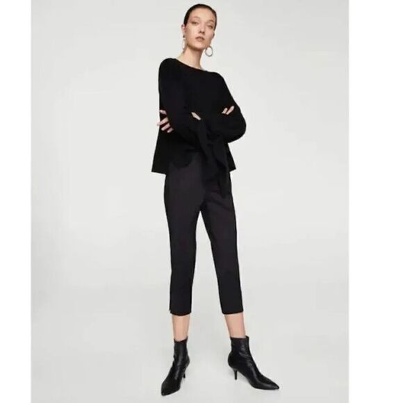 Mango Crop Slim-fit Trousers Black‎ - Picture 1 of 3
